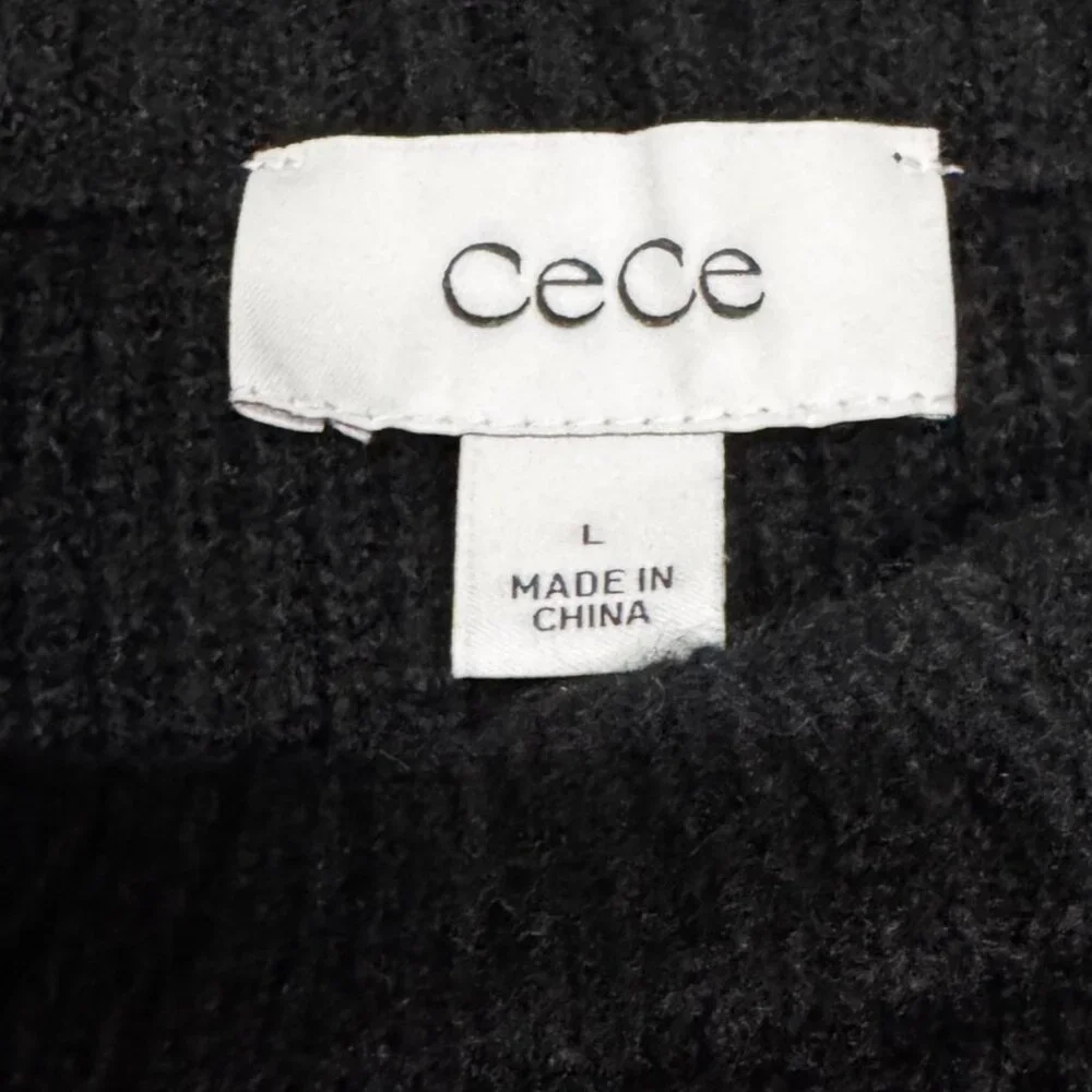 NWT Cece Oversized Crewneck Bow Appliqué Long-Sleeve Sweater LARGE MSRP $79